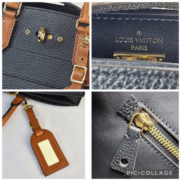 LOUIS VUITTON City Steamer Black Tan Leather Bag 2 Way Shoulder Strap Tote Bag - Picture 16 of 16